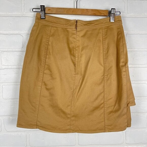 Aritzia Sunday Best Whitney Ruffled Mini Skirt Cotton Size tan 2 twill casual - Picture 4 of 9